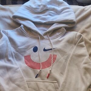 Nike White Hoodie with Smiley Graphic